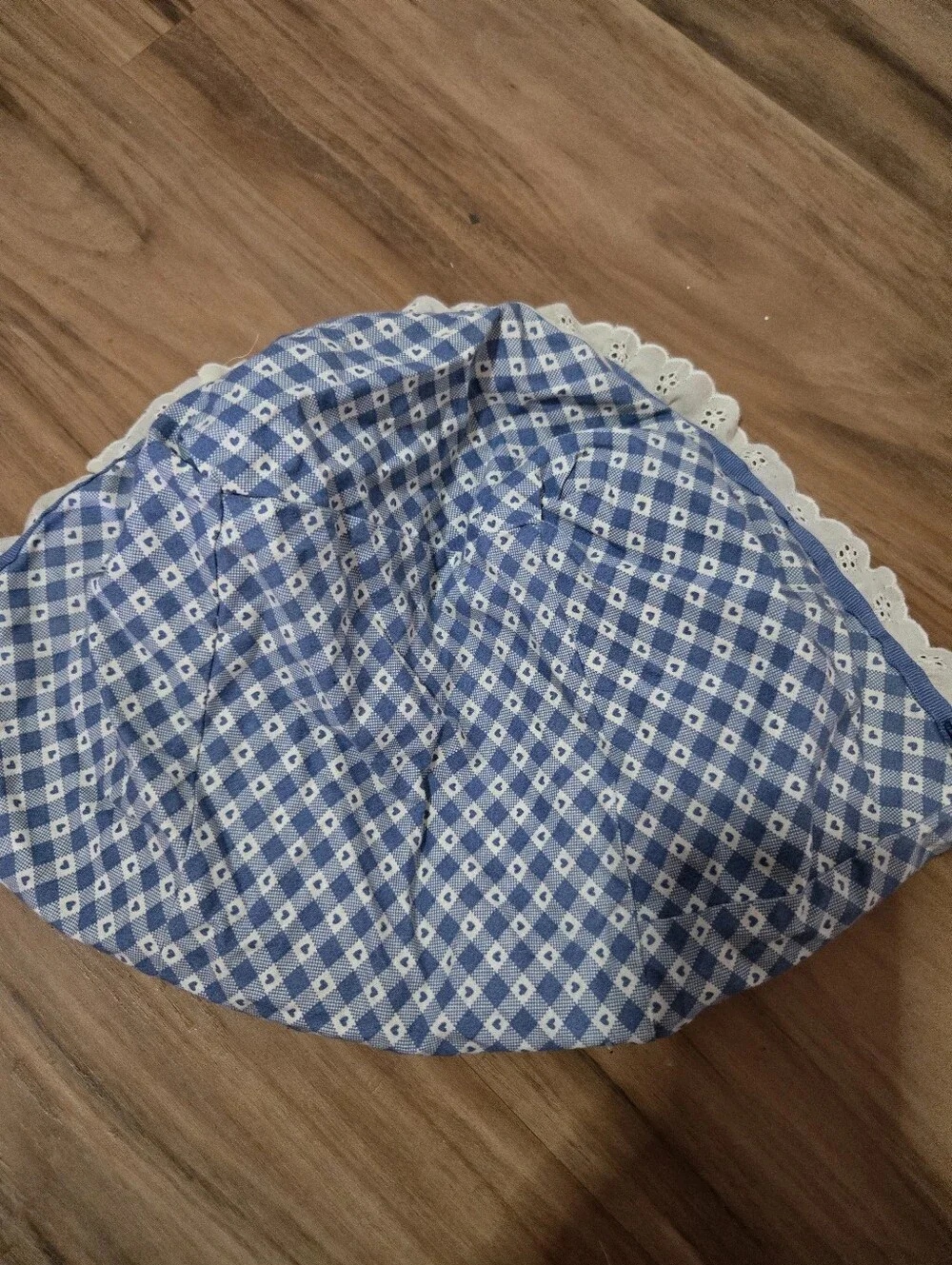 4/$15 Gingham Lace Fabric Basket COVER Cottagecore Grandmacore Farmhouse Shabby